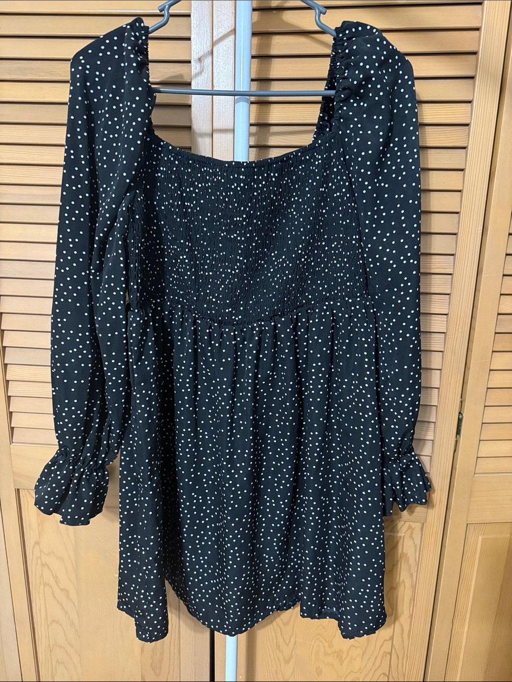 Missguided Black Long Sleeve Polka Dot Mini Dress